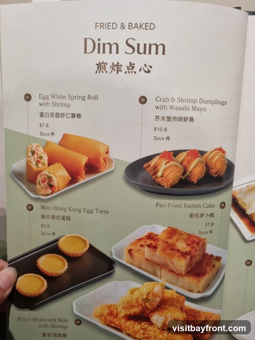Fried & Baked Dim Sum menu with various dishes.