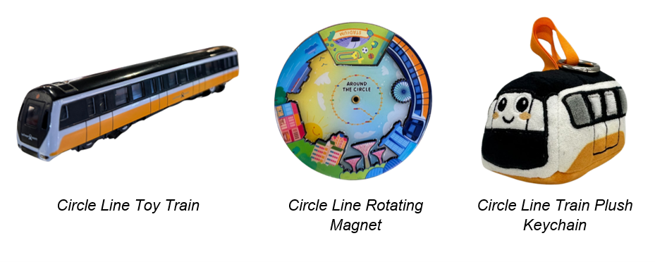 Exclusive Knackstop commemorative merchandise for the Circle Line 6 opening, sold at Cantonment station during the 4 July 2026 public preview