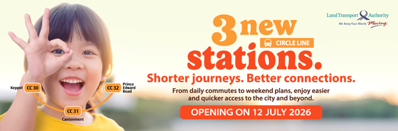 LTA image of the three new Circle Line Stage 6 stations Keppel, Cantonment and Prince Edward Road previewed on 4 July 2026