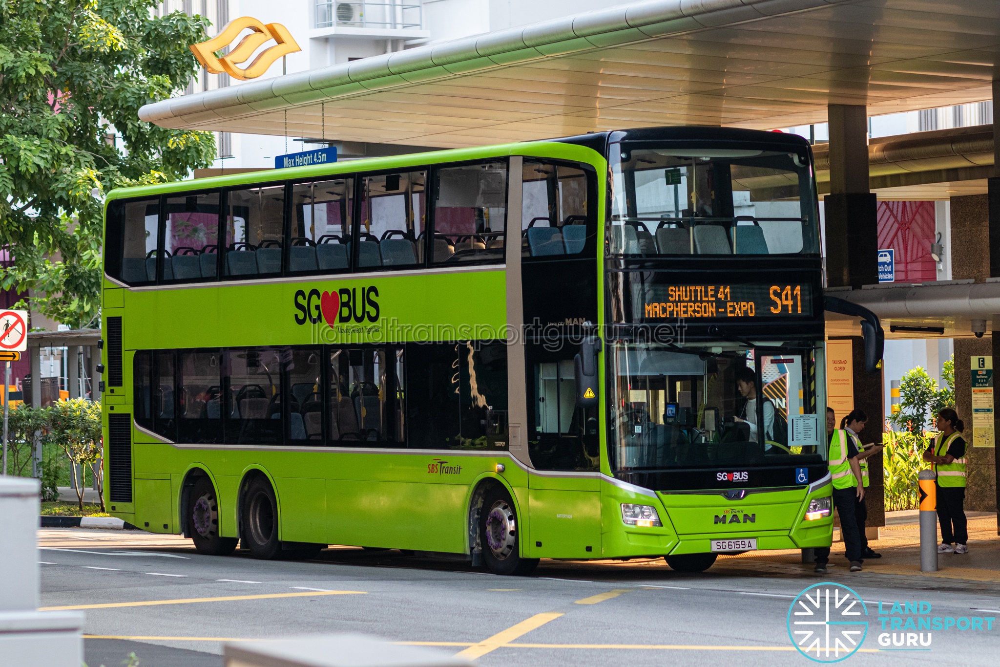 SBS Transit Shuttle 41 bus at MacPherson serving the MacPherson to Expo segment during DTL late opening 2026