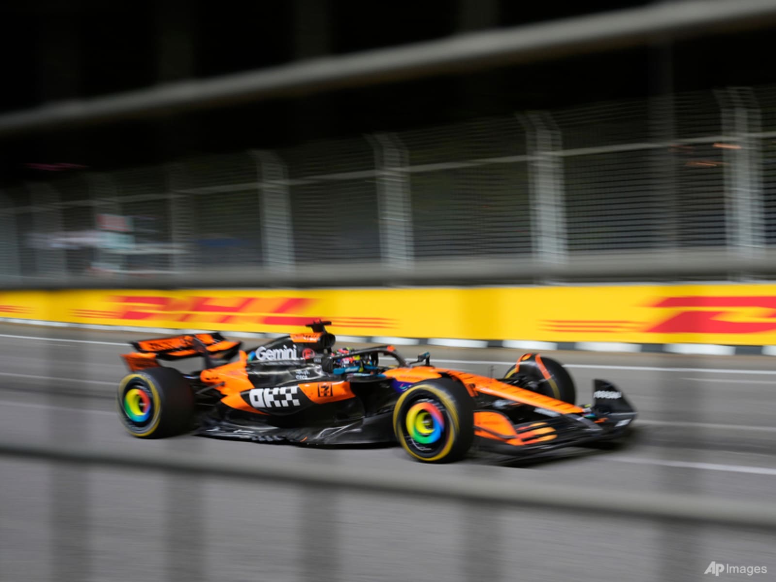 Formula 1 car at the Marina Bay Street Circuit, Singapore Grand Prix
