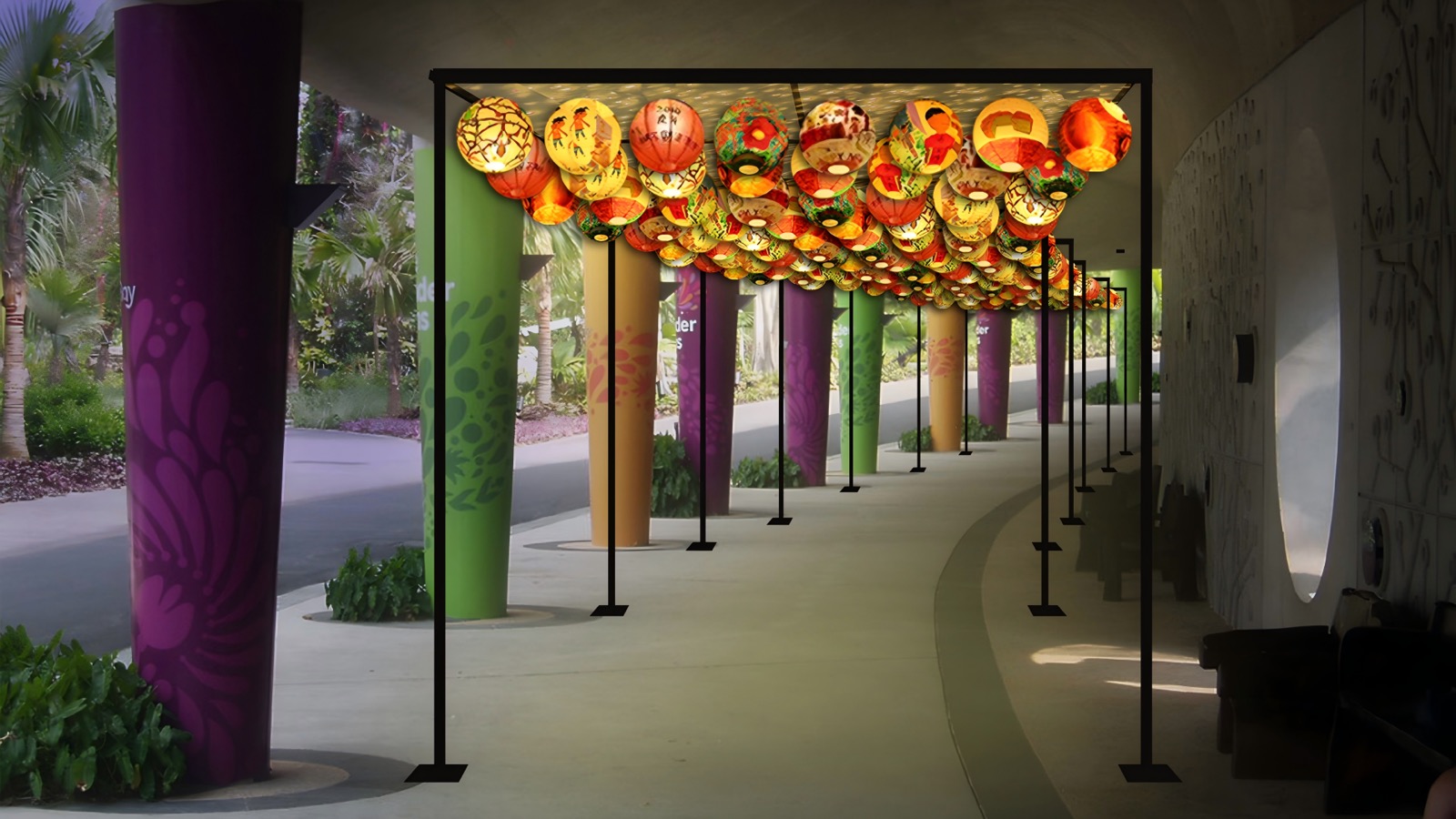 Colonnade of Lights community lanterns at Gardens by the Bay Mid-Autumn Festival 2026