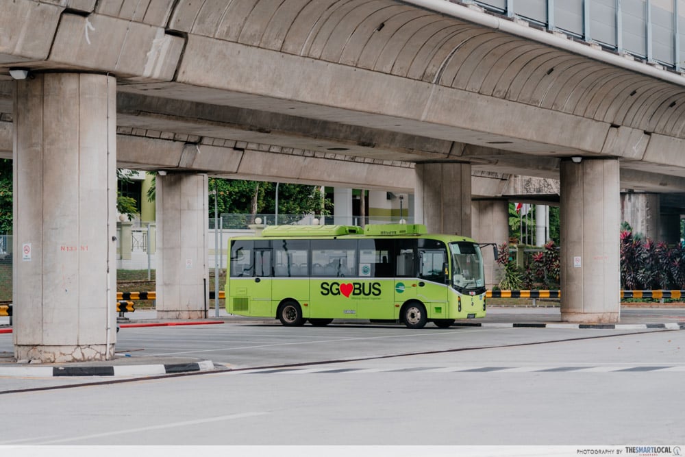 SBS Transit bus on diversion during NDP 2026 rehearsal road closures in the Kallang and Marina Bay area