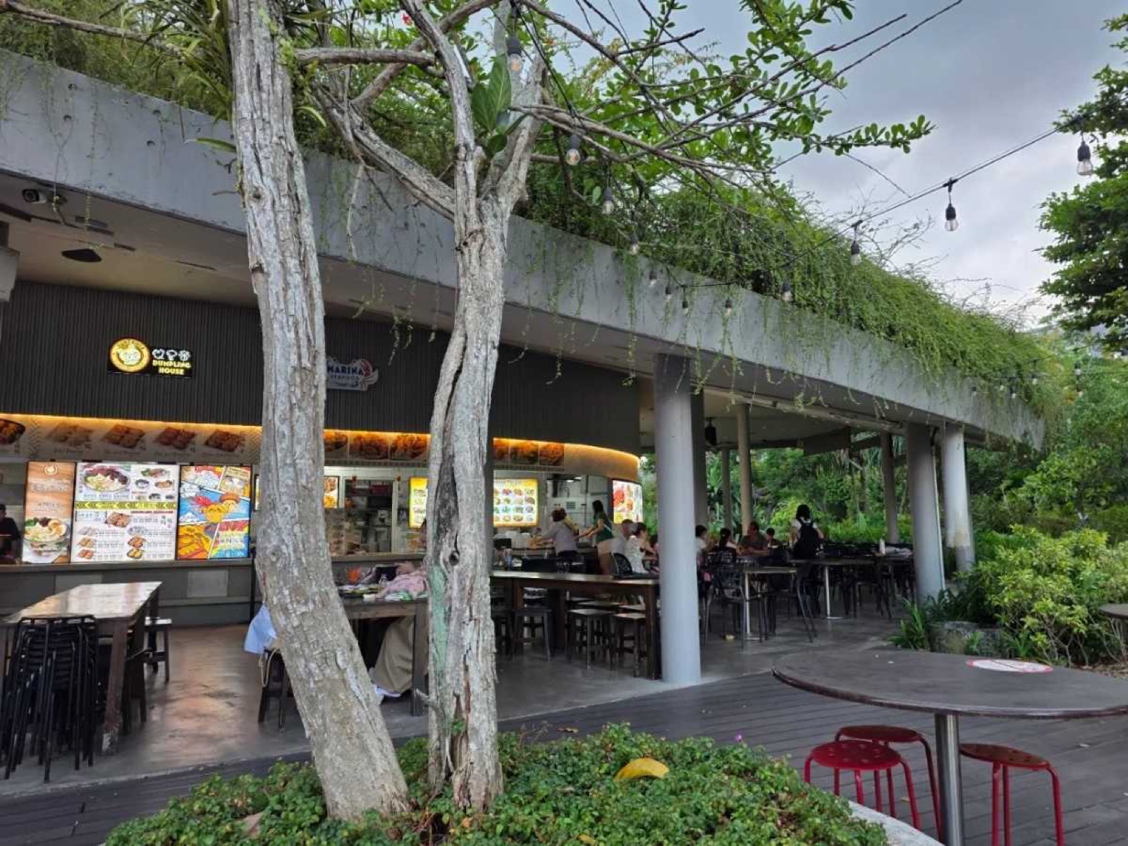 Open-air stalls and tables at Satay by the Bay, Gardens by the Bay
